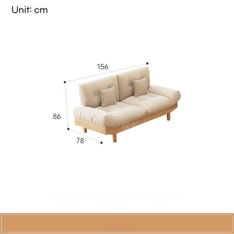 Nordic Full Set Solid Wood Sofa with Cloud Fabric, Simple Modern Living Room for Small Homes