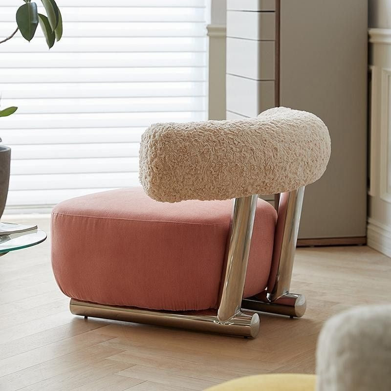 Nordic Light Luxury Simple Single Chair Bedroom Sofa Stool Home Sledge Comfortable Cotton and Linen