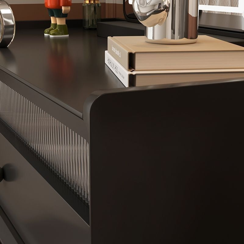 French Style One Bedroom Storage Black Multi-Functional Dressing Table with Mirror