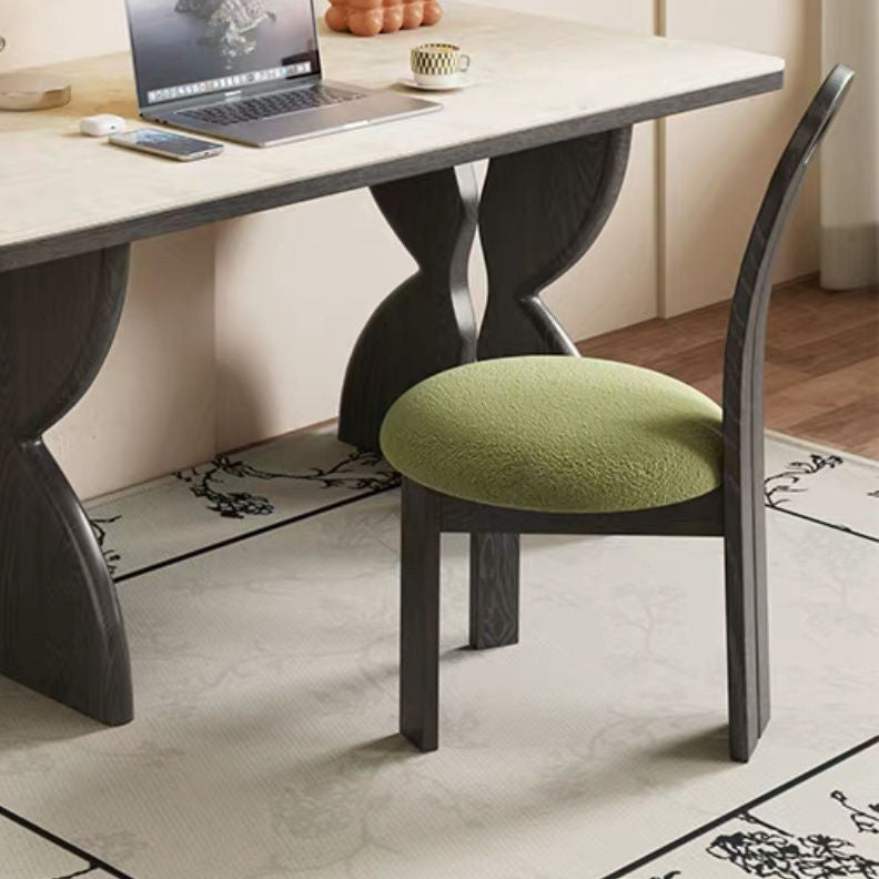 French style dining table set, elegant black granite, premium real wood, square shape for small homes.