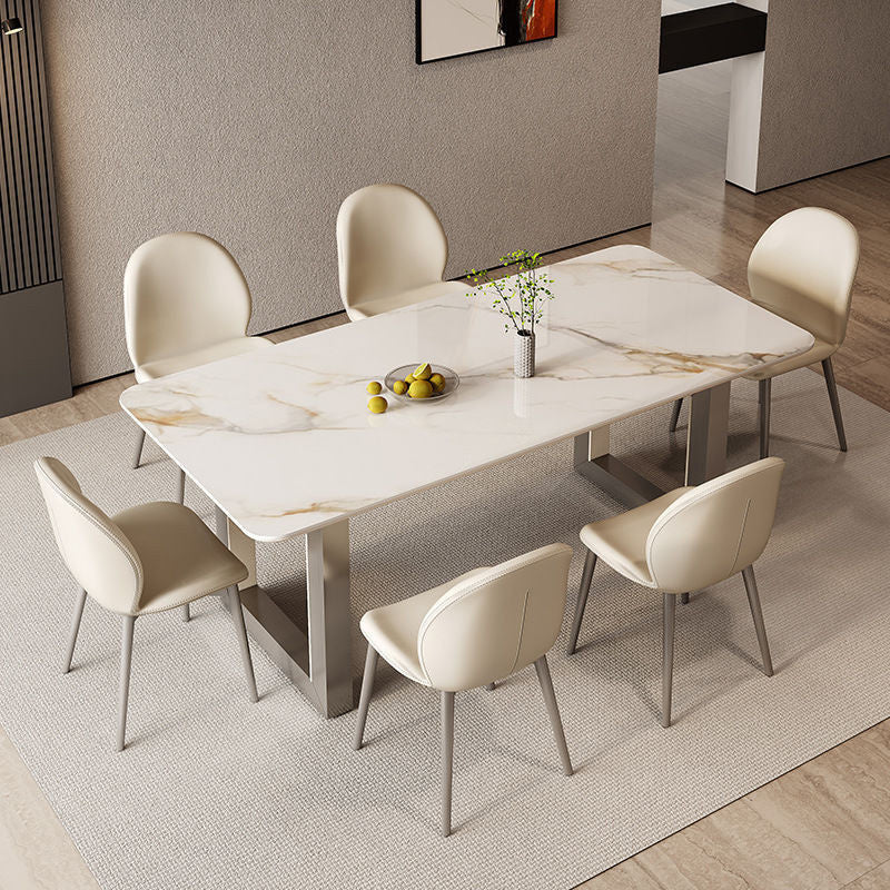Luxurious Italian Dining Table and Bench Chair Set - Simple design, high-end luxury, creates a refined dining experience.