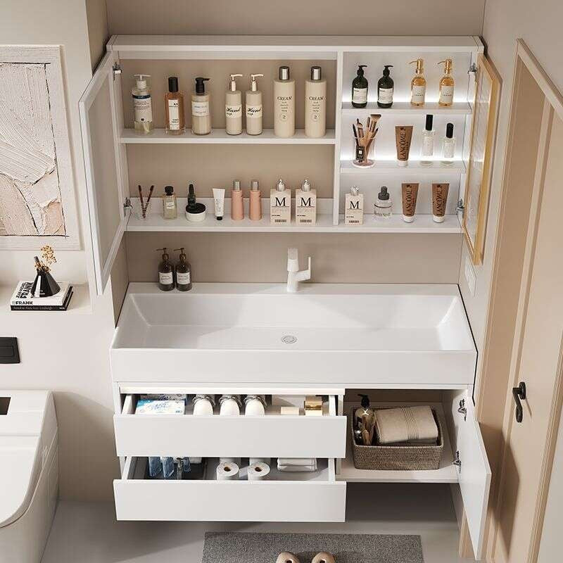 QW- Smart glass cabinet for bathroom storage, width 40 cm.