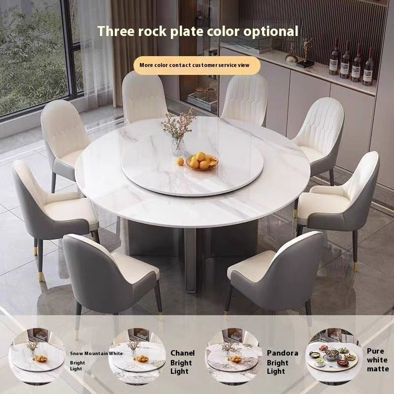 Ready Stock Modern luxury marble round table, compact size, with rotating plate, suitable for small rooms.
