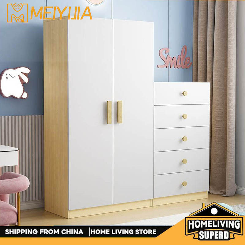 Solid Wood Home Bedroom Modern Baby Children Simple Storage Cabinet with Drawers Wardrobe
