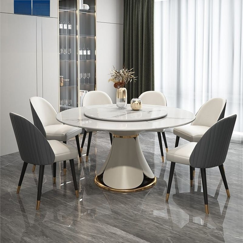 BKK Ready StockModern Luxury Round Marble Dining Table Set with Rotating Base Premium Italian Style For home use