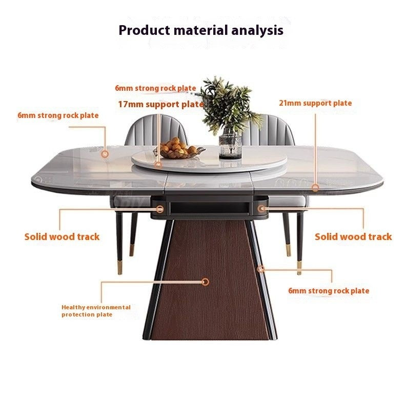 Premium Luxury Expandable Rectangular Marble Dining Table for Home Use