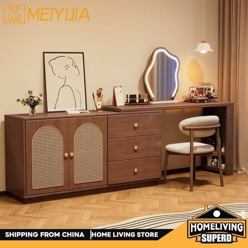 Solid Wood Mirror One Cabinet, Modern Bedside Table, Dressing Table